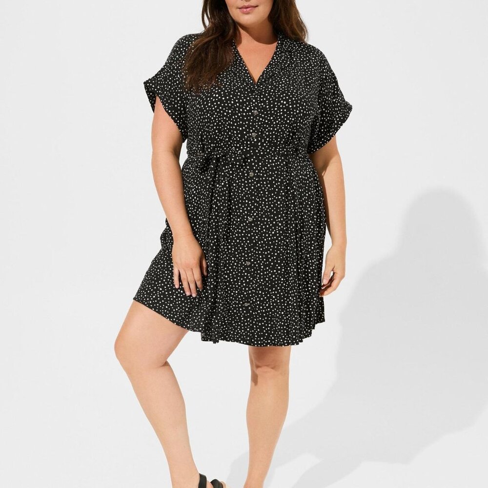 Torrid Rayon Slub Button Front-Collared Dress